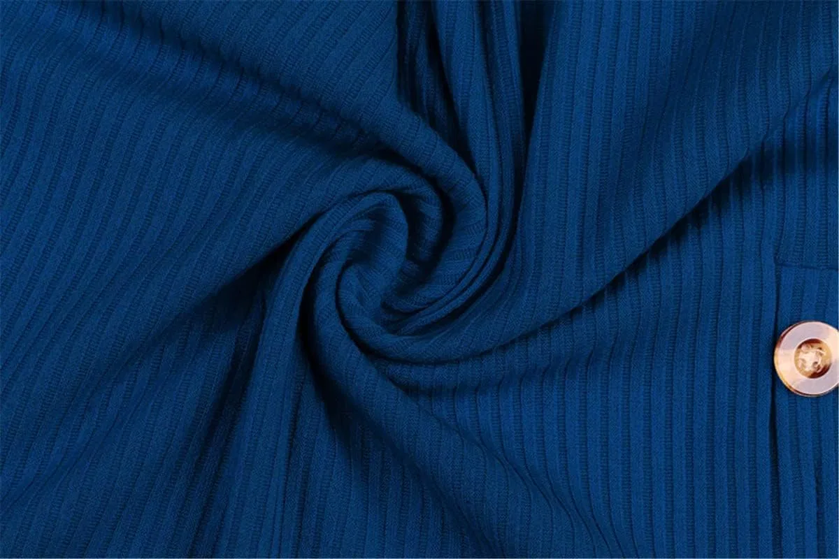Женское облегающее мини-платье с разрезом и пуговицами Andongnywell, Dark Blue — фото 4