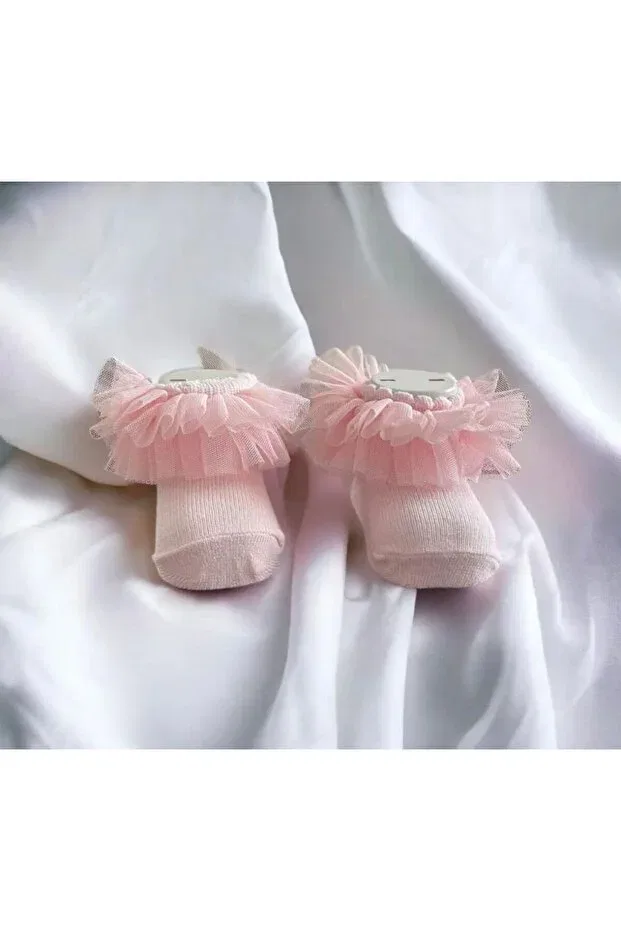 Детские носки для девочек с оборками Young Batu Giyim, Pink
