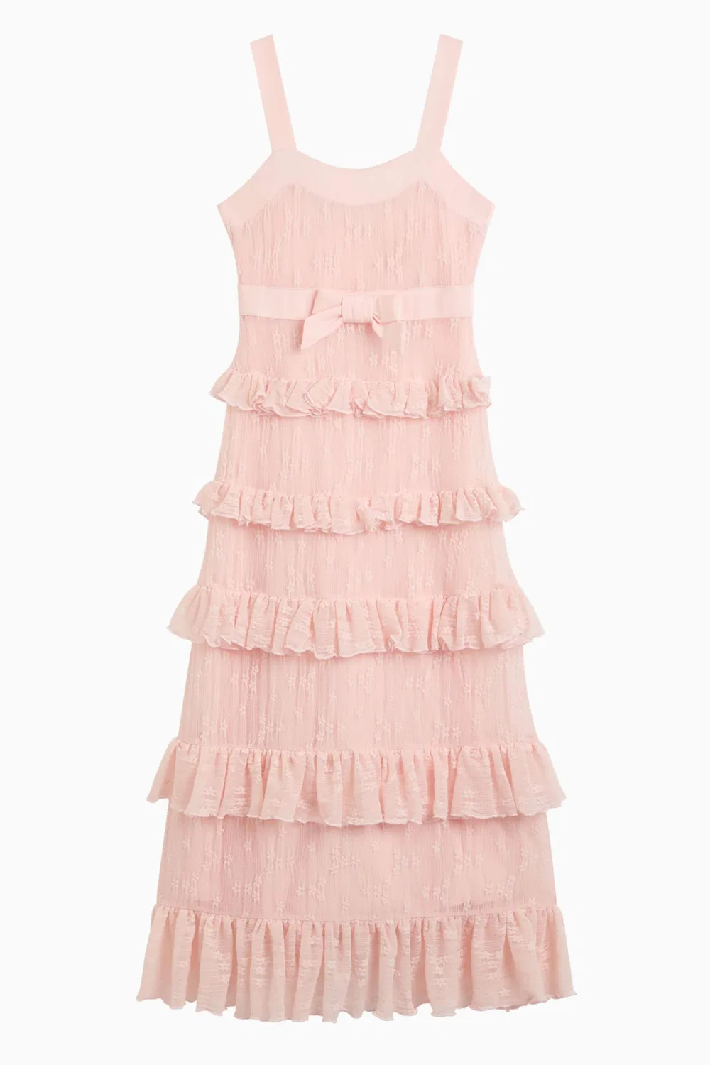 Платье макси с оборками Alicia Tiered Bardot Junior, розовый