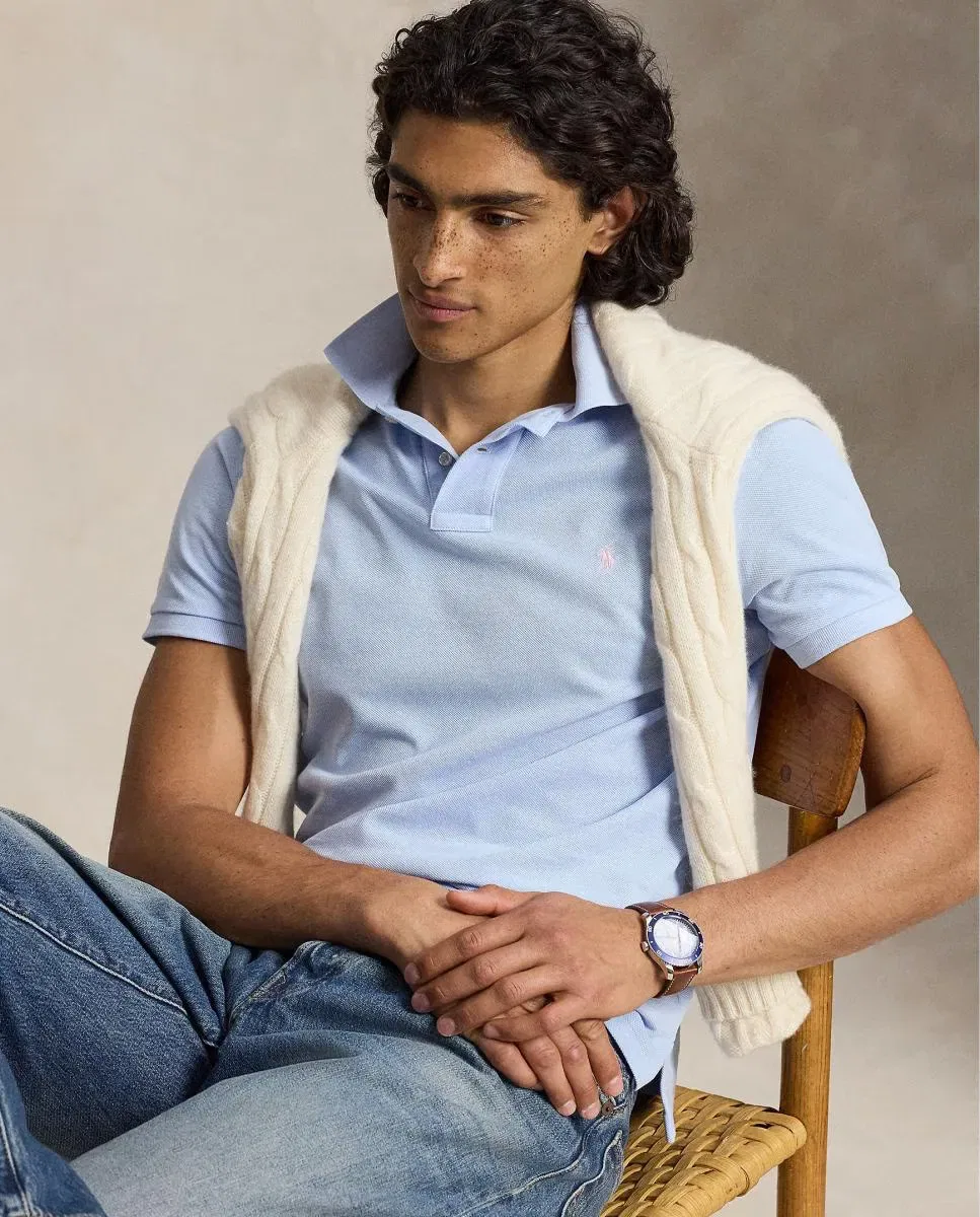 Мужское поло из пике Regular fit Polo Ralph Lauren, Азул Палидо — фото 4