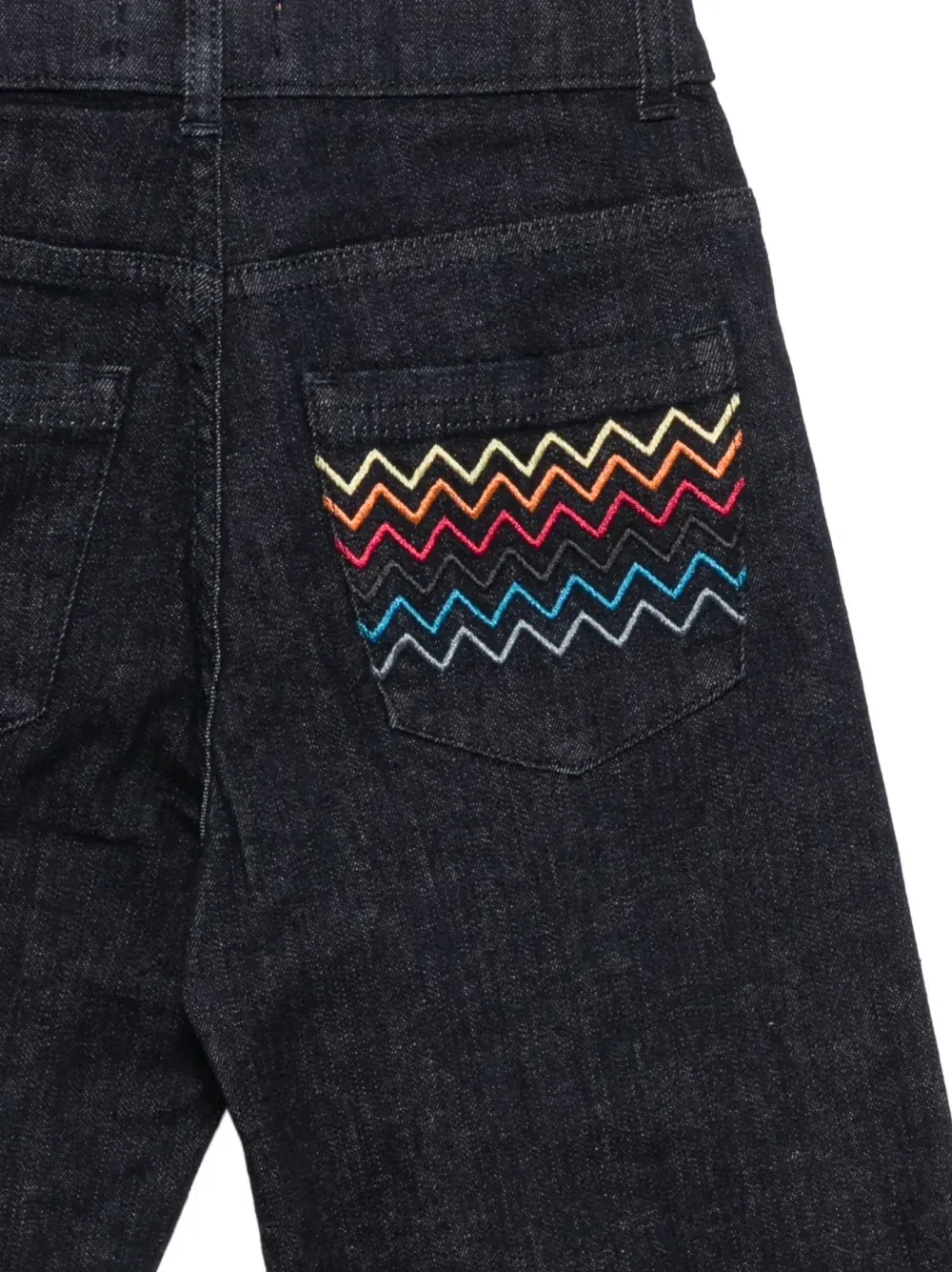 Джинсы с вышивкой зигзагом Missoni Kids, синий — фото 3