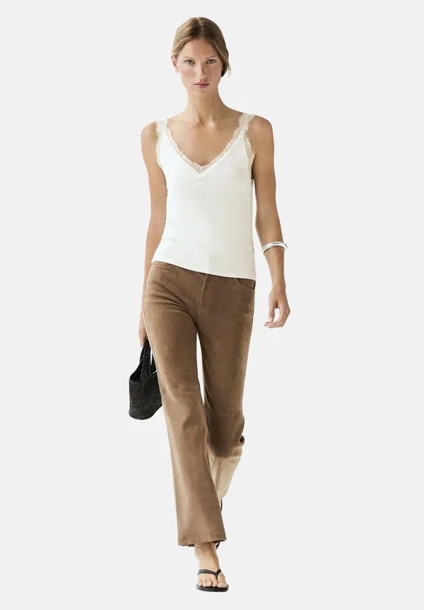 Топ кружевной Top Massimo Dutti, white, белый — фото 2