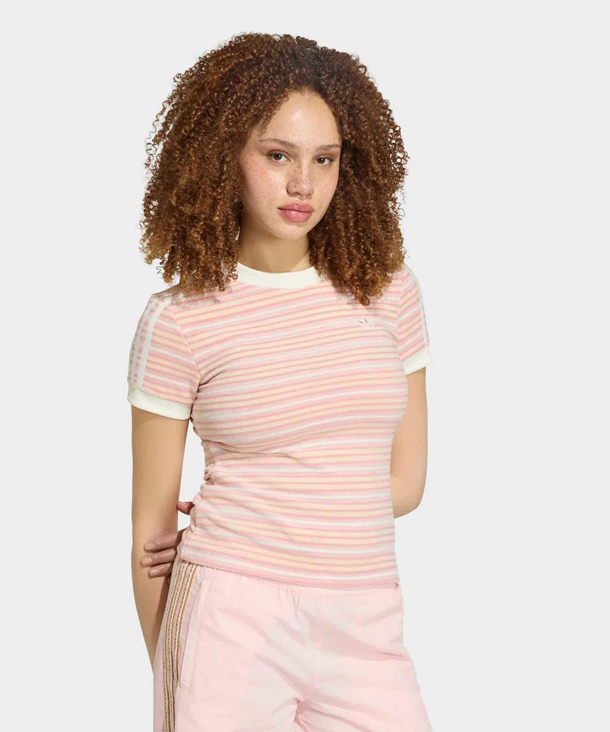 Женская футболка с полосками slim fit Adidas Originals Summer Glow Slim Stripe, Pink