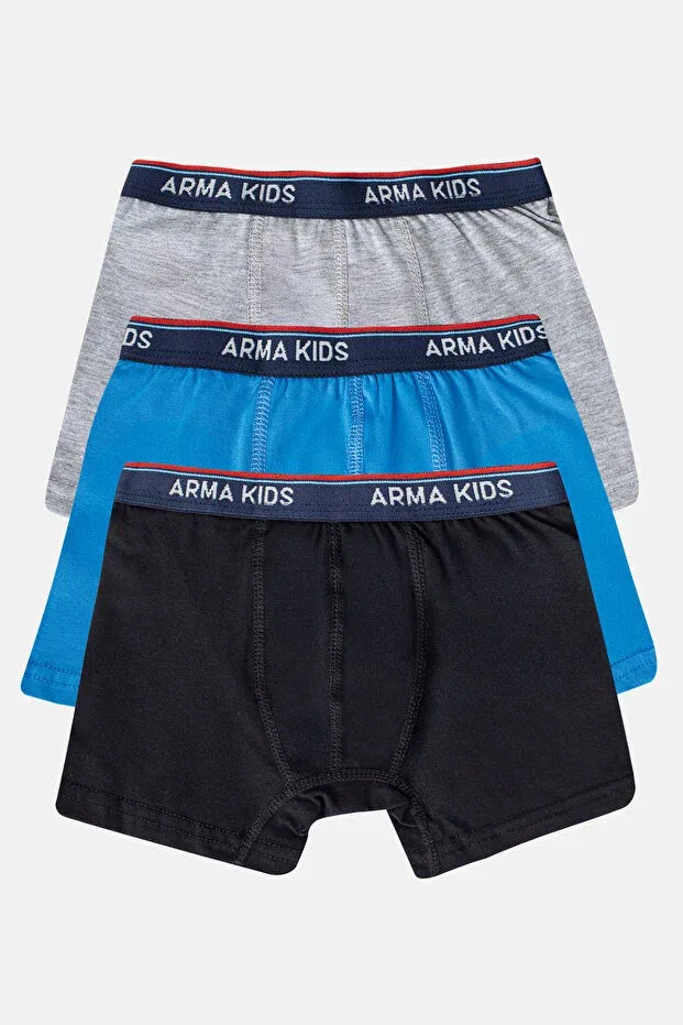 Детские трусы для мальчиков хлопковые комплект 3 шт Boys boxer 3 pack colorful Arma Yıldız, Blue Gray Black
