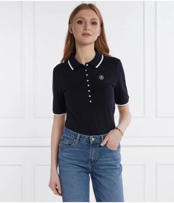 Женское поло с принтом Polo Tipping Tommy Hilfiger, Blu Marino — фото 3