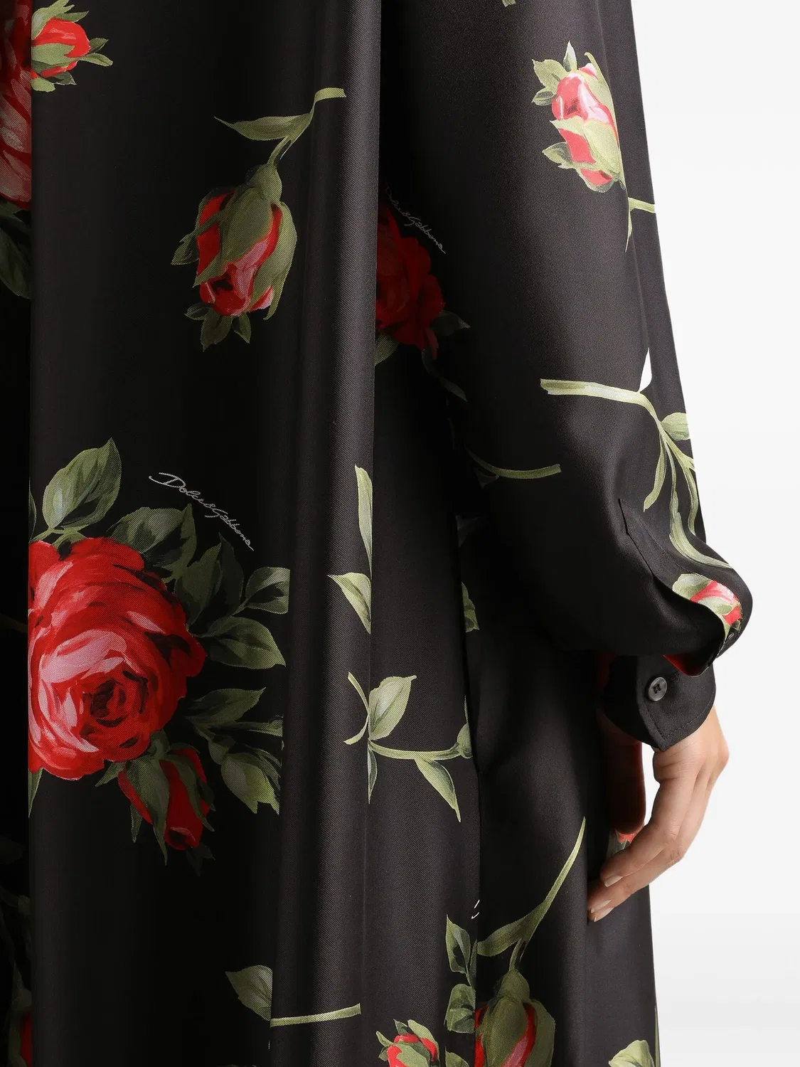 Платье макси из шелка, черное Dolce & Gabbana, черный — фото 2