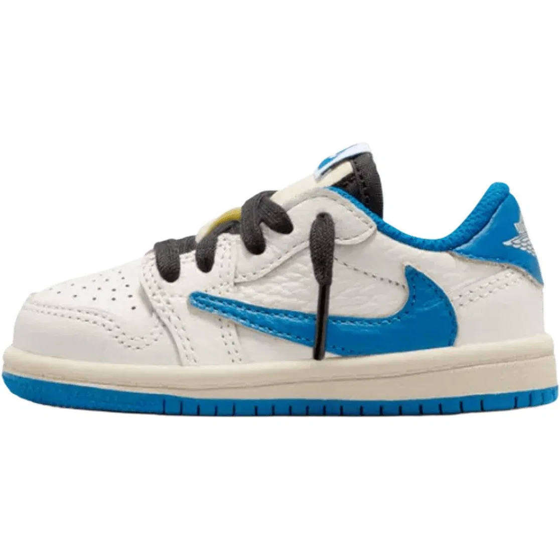 Детские кроссовки для мальчиков кожаные Travis Scott X Fragment Design x Jordan Air Jordan 1 Low Top, White Blue