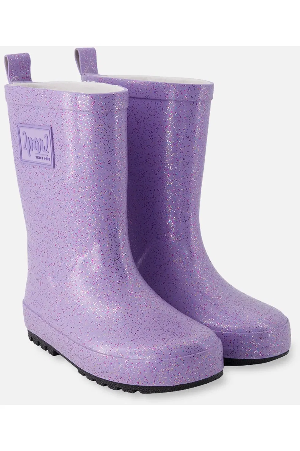 Детские сапоги резиновые с блестками Deux par Deux, Purple Glitter