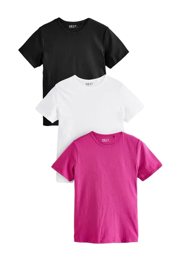 Футболки комплект 3 шт, хлопок, Basic T-shirt, Next White Raspberry, белый/голубой