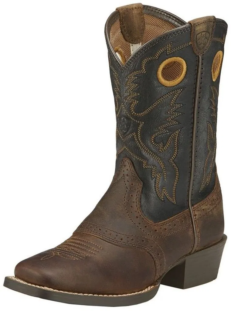 Детские сапоги для мальчиков и девочек ковбойские Heritage Roughstock ARIAT, Brown Aged Black — фото 4