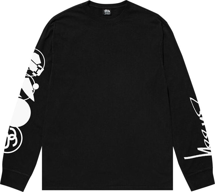 

Лонгслив Stussy Stacked Pigment Dyed Long-Sleeve Tee 'Black', черный