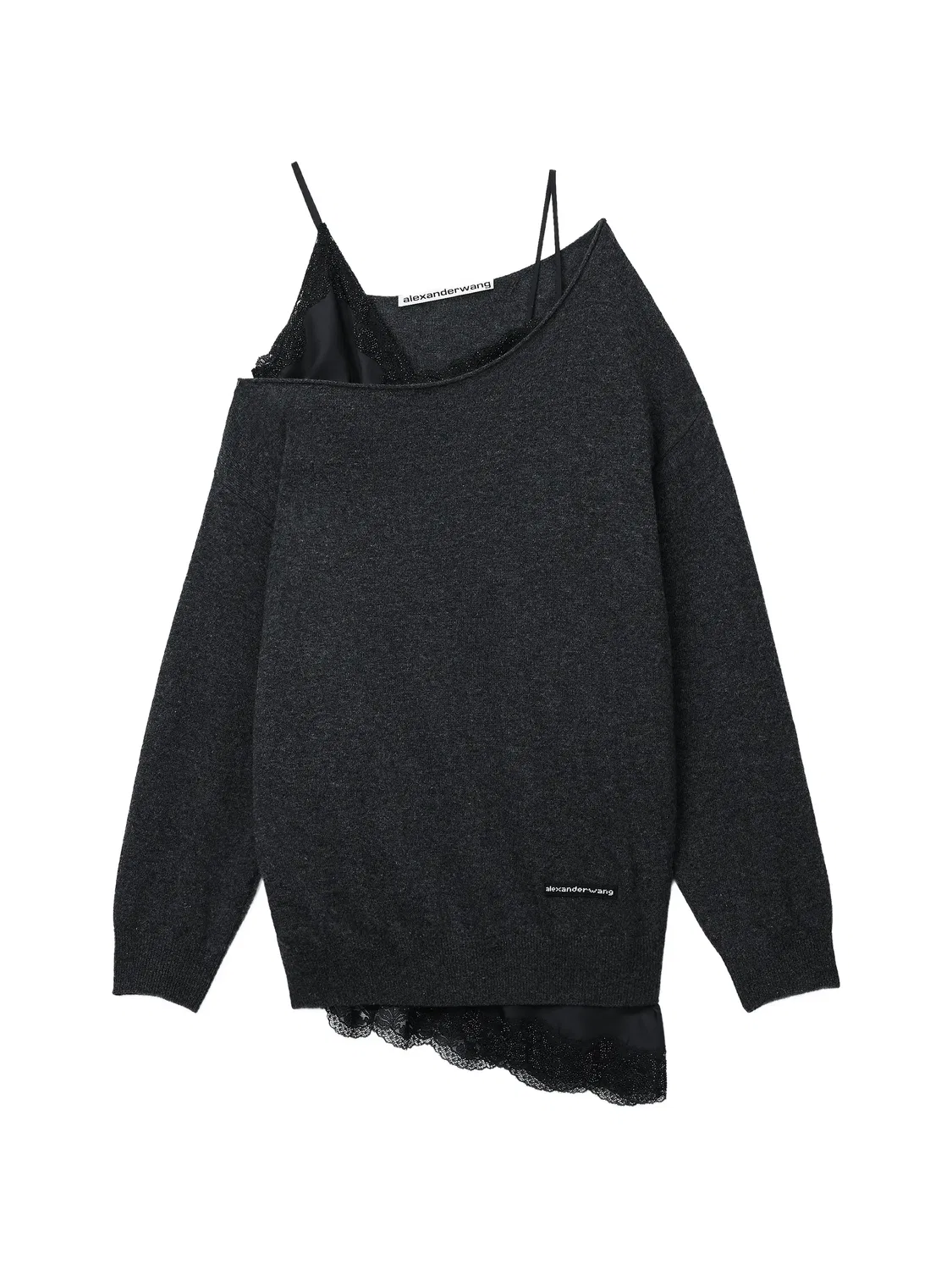 Платье-комбинация с джемпером серого цвета Alexander Wang, серый