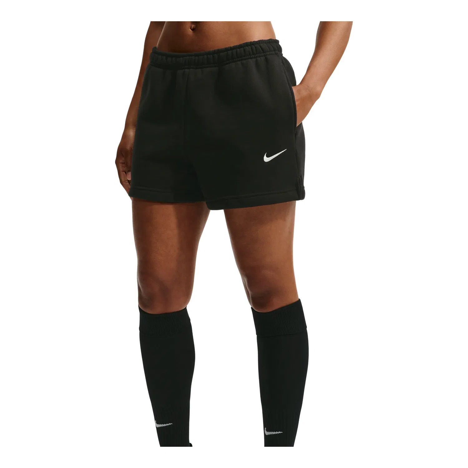 Женские шорты Studio Fleece Medium Mid-Rise Shorts 'Total Black Sail' Nike, Total Black/Sail