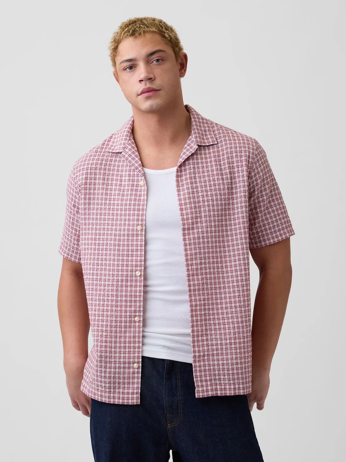 Рубашка с принтом Pink Check Gap, розовая