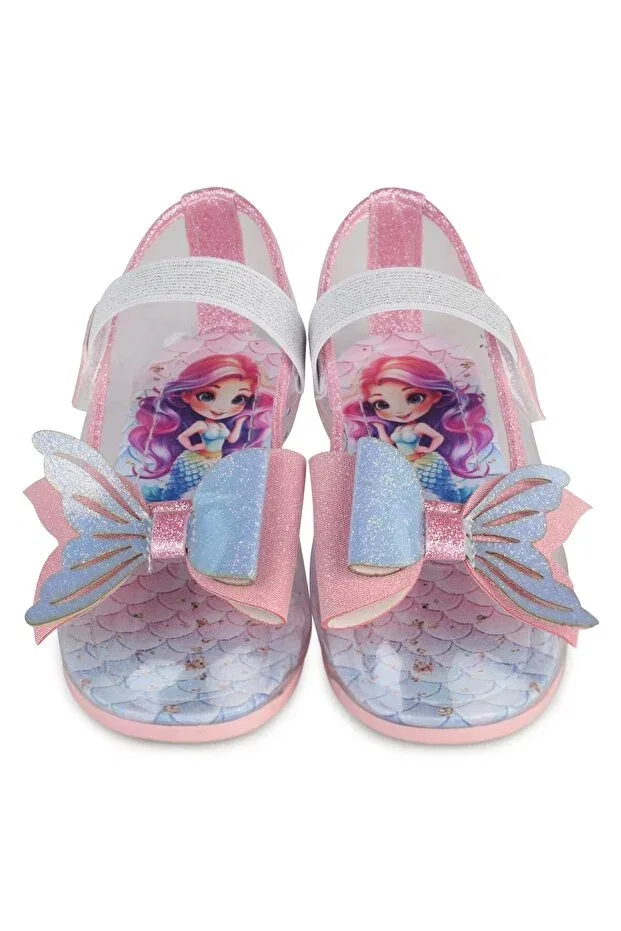 Детские балетки для девочек с принтом Transparent bow 31- ballerina shoes Civil Girls, Pink — фото 4