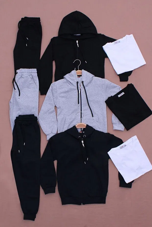 Детский комплект спортивных костюмов для мальчиков с принтом Panio Kids, Black-Gray-Lacquvert