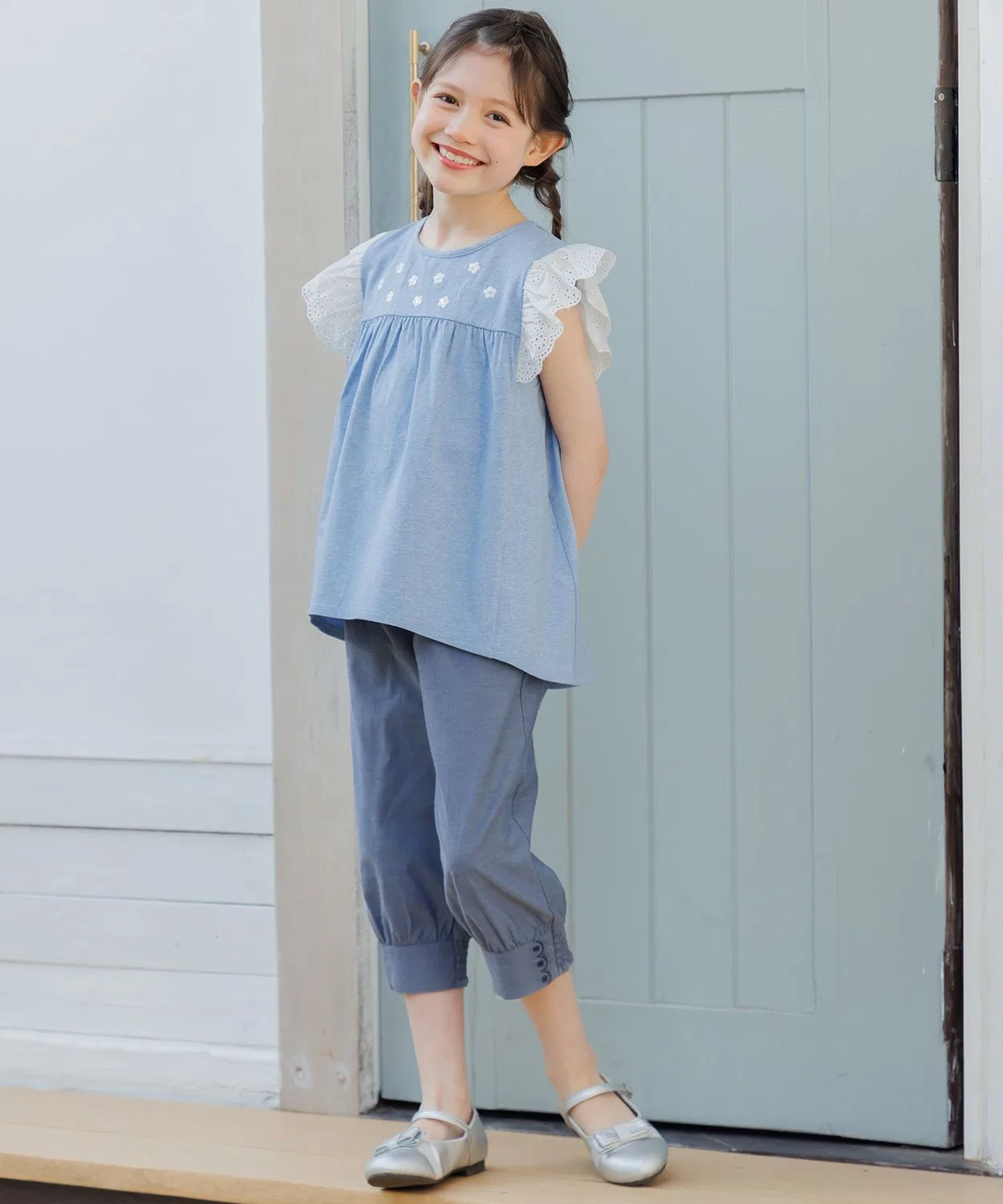 Детская туника для девочек с вышивкой petit fleur Kumikyoku KIDS, Ivory — фото 4