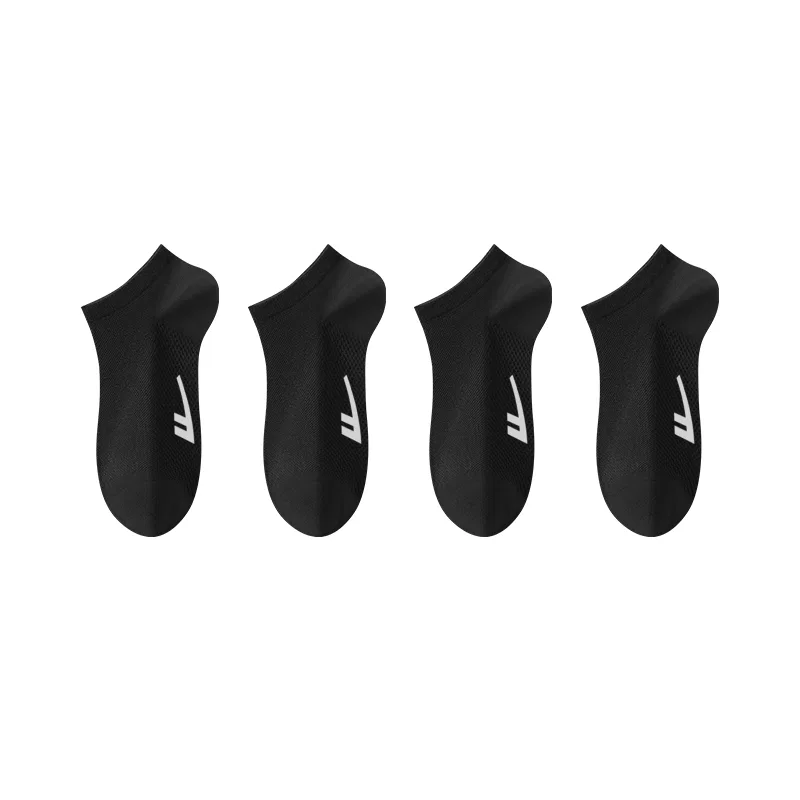 Детские хлопковые носки-невидимки с длиной по щиколотку Warrior Huili Black 4 Pack WARRIOR