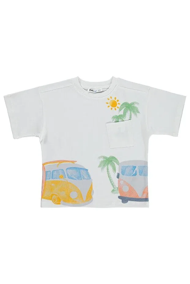 Детская футболка с принтом Minibus Civil Boys, Off White