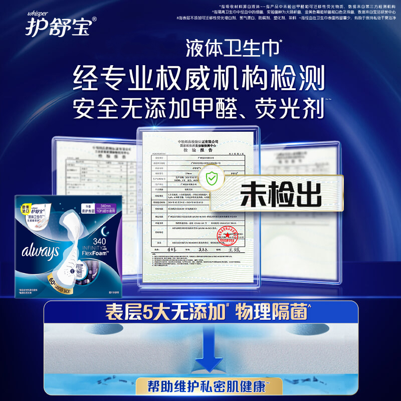 Гигиенические прокладки Always Extra Long Night Use, жидкие, бережно воздействуют на кожу, 340 мм * 2 коробки Whisper, 340mm*10pcs*12 packs — фото 3