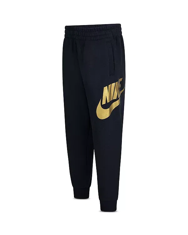 Детские брюки для мальчиков из флиса с резинкой Sportswear Club Nike, Black/Metallic Gold