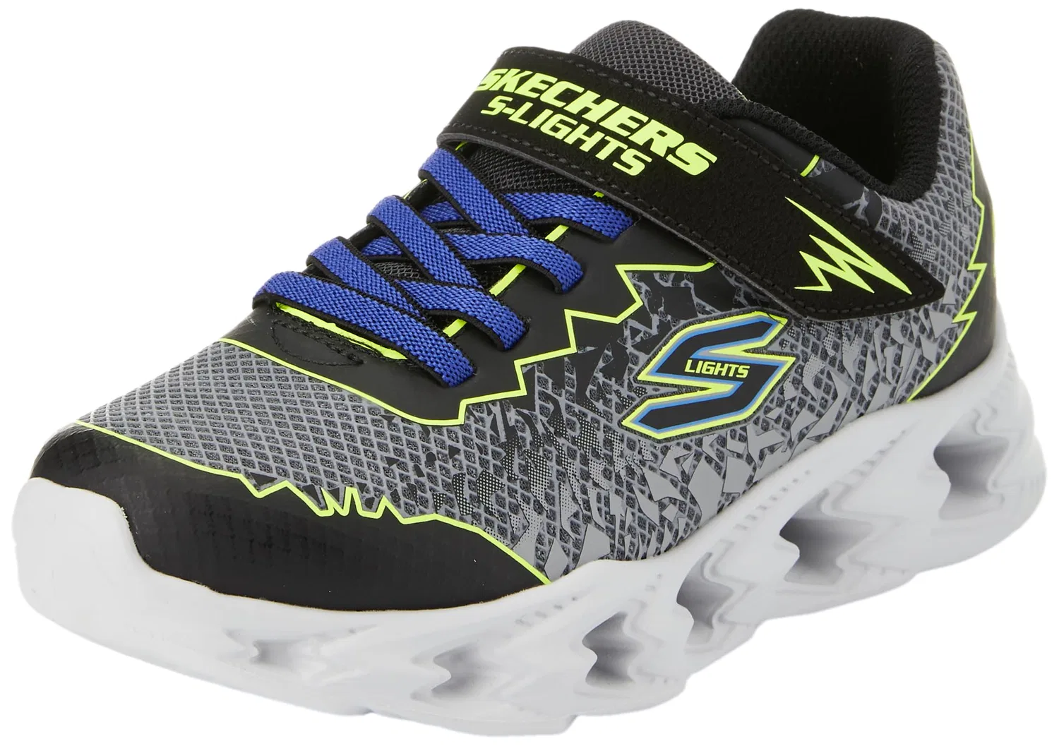 Детские кроссовки для мальчиков Skechers, Black Synthetic Yellow Blue Trim
