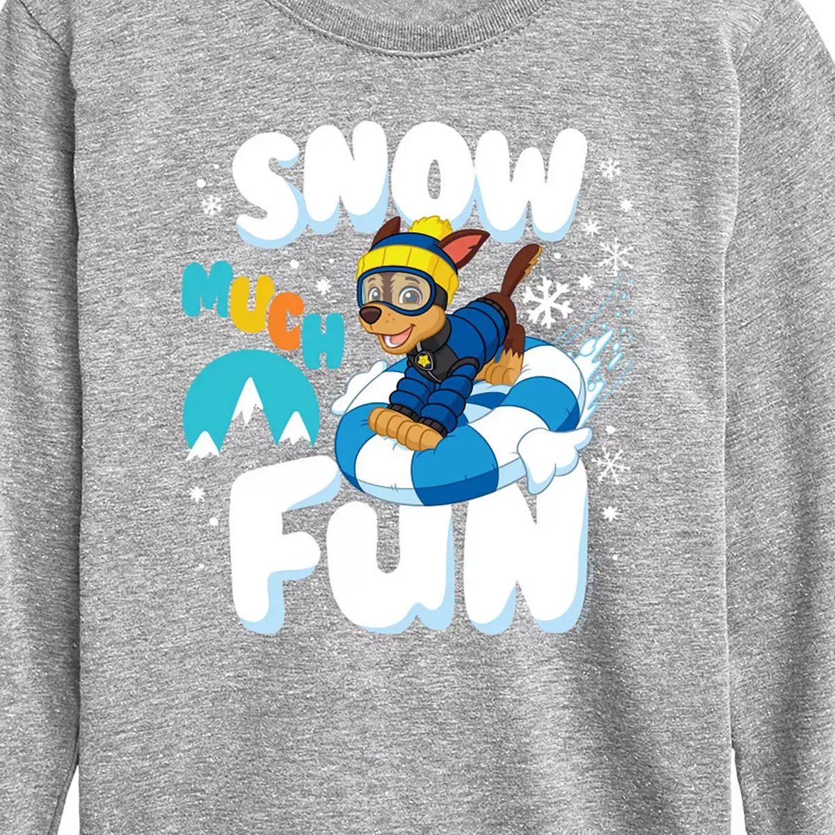 Детская футболка с длинным рукавом с принтом Snow Much Fun PAW Patrol, Athletic Heather — фото 2
