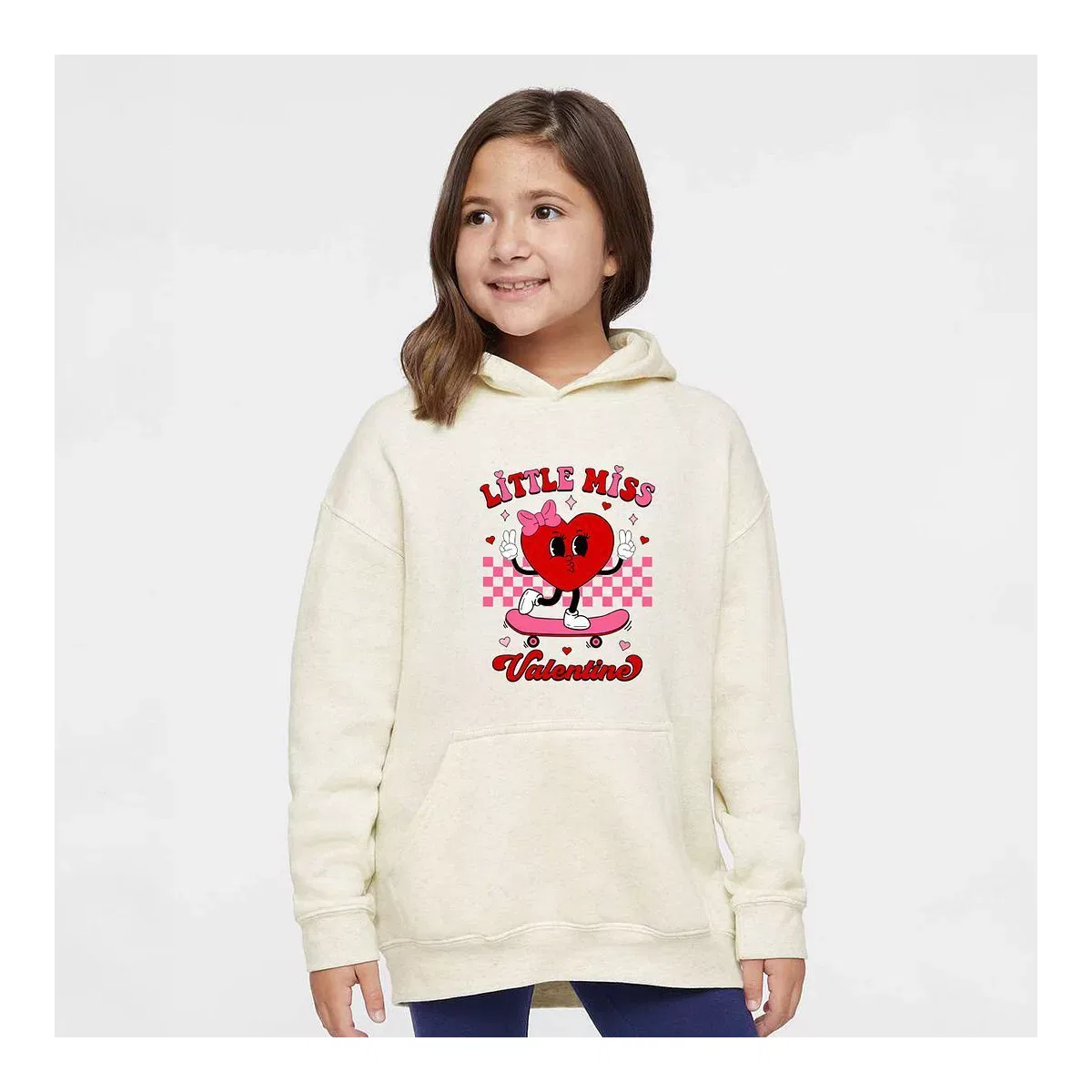Детское худи с графическим принтом Little Miss Valentine Skateboard The Juniper Shop, Natural — фото 2