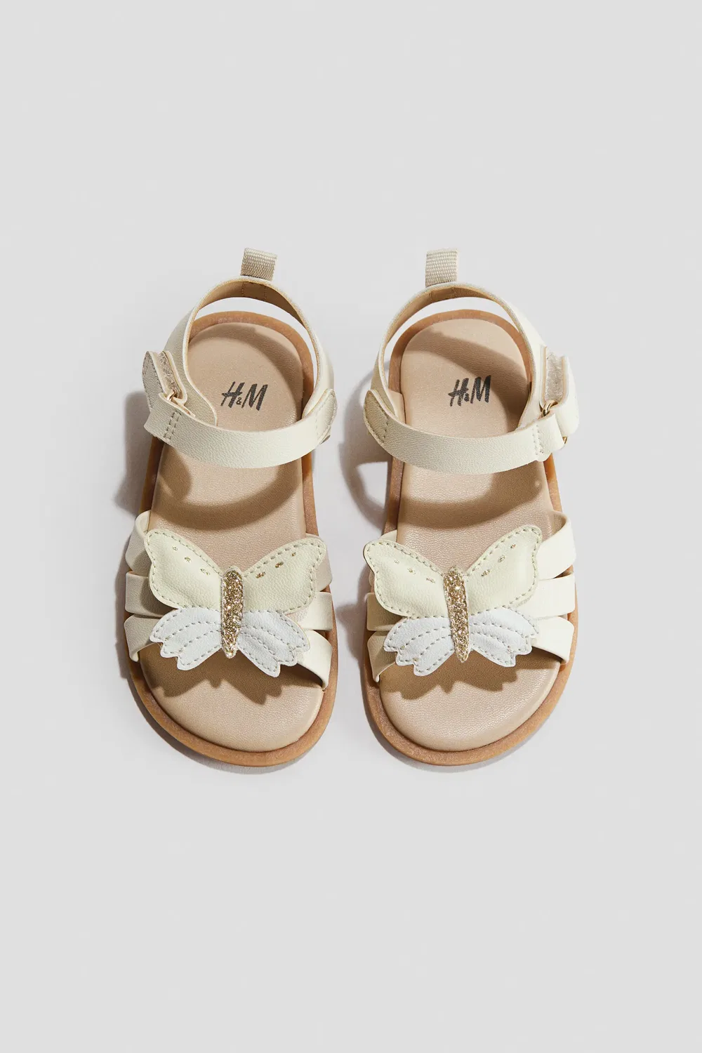 Детские сандалии с аппликациями H&M, Cream/Butterfly