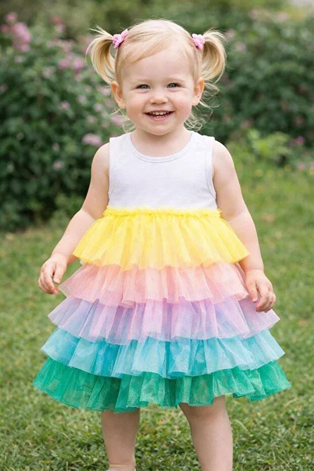 Детское платье для девочек с многослойной юбкой Yuvam Baby, White