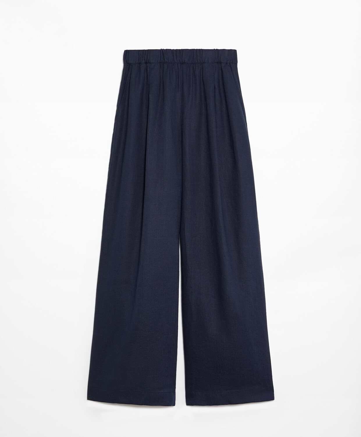 

Брюки Oysho Linen Wide Straight Leg, темно-синий