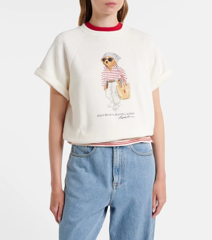 Топ Polo Bear из смесовой хлопковой ткани Polo Ralph Lauren, белый — фото 2