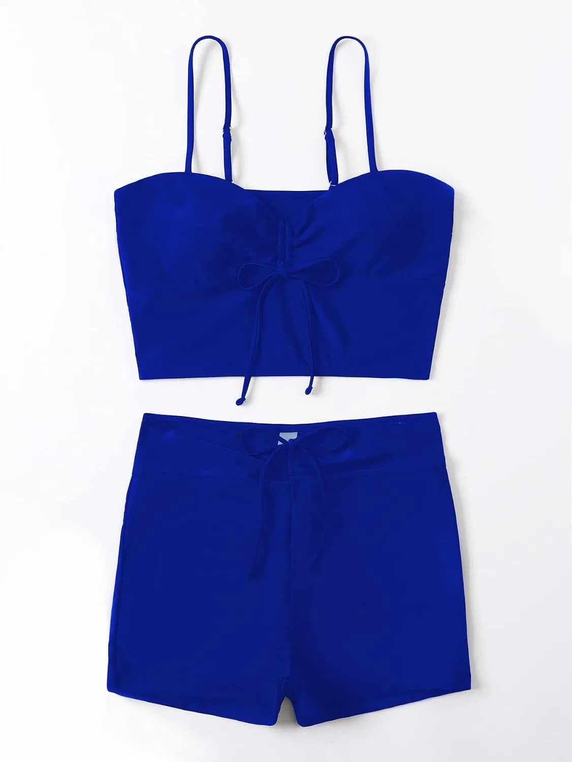 Женский бикини-комплект с завязками и драпировкой, Royal Blue — фото 3