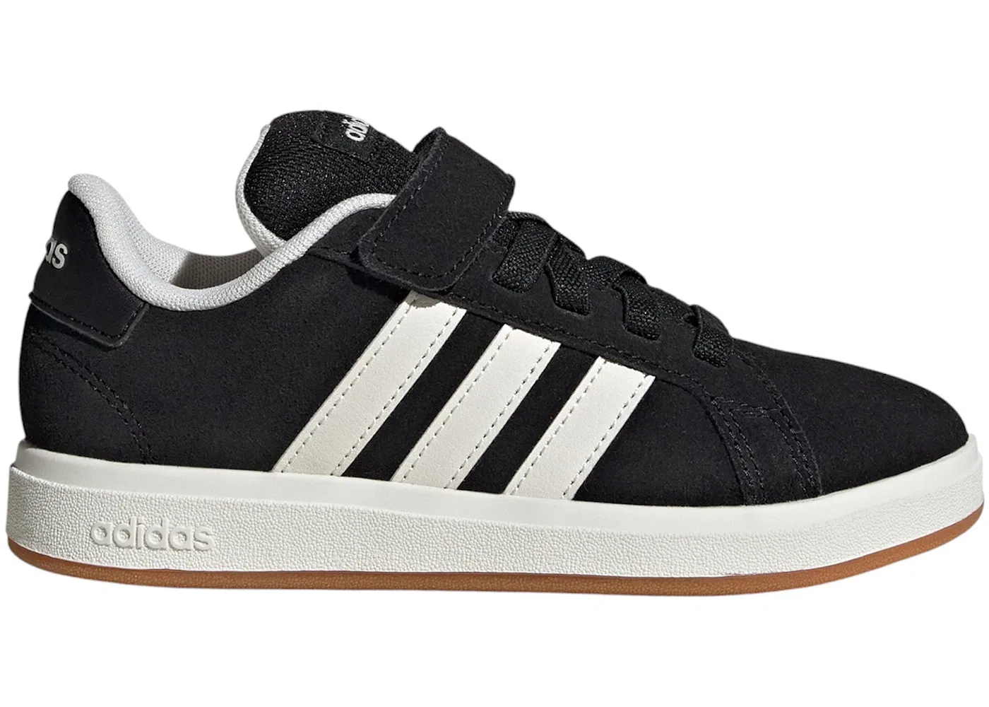 Детские кроссовки для мальчиков с замшевыми вставками Adidas Grand Court 00s, Core Black Off White Gum