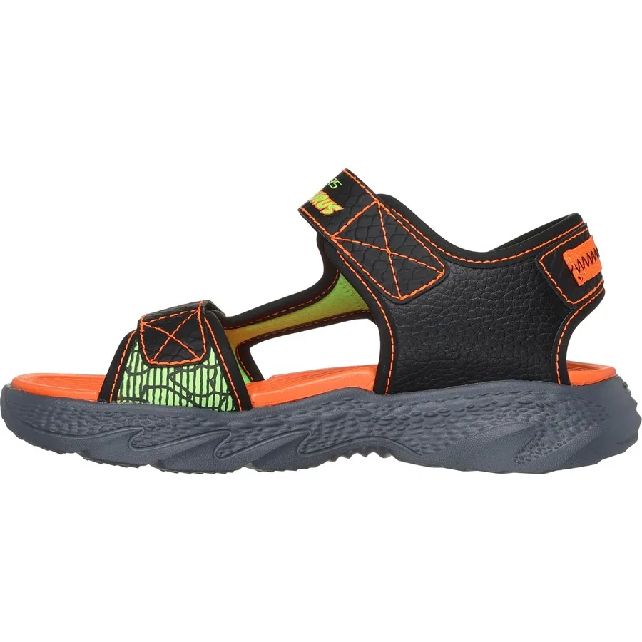 Сандалии с подсветкой S-Lights: Creature-Splash Skechers, Черно-оранжевый — фото 4