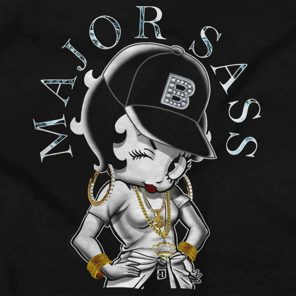 Детский боди-комбинезон для девочек с принтом Betty Boop Bling Major Sass Brisco Brands, Black — фото 2