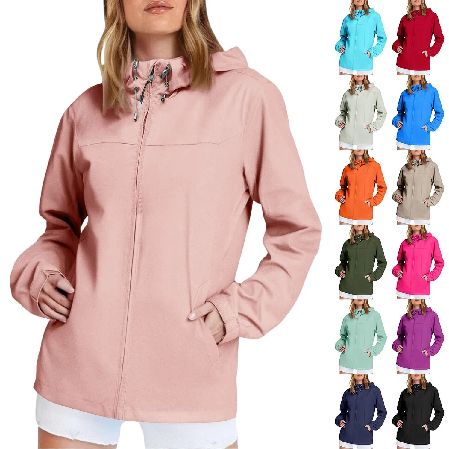 Женское дождевик из софтшелла с капюшоном, rosa