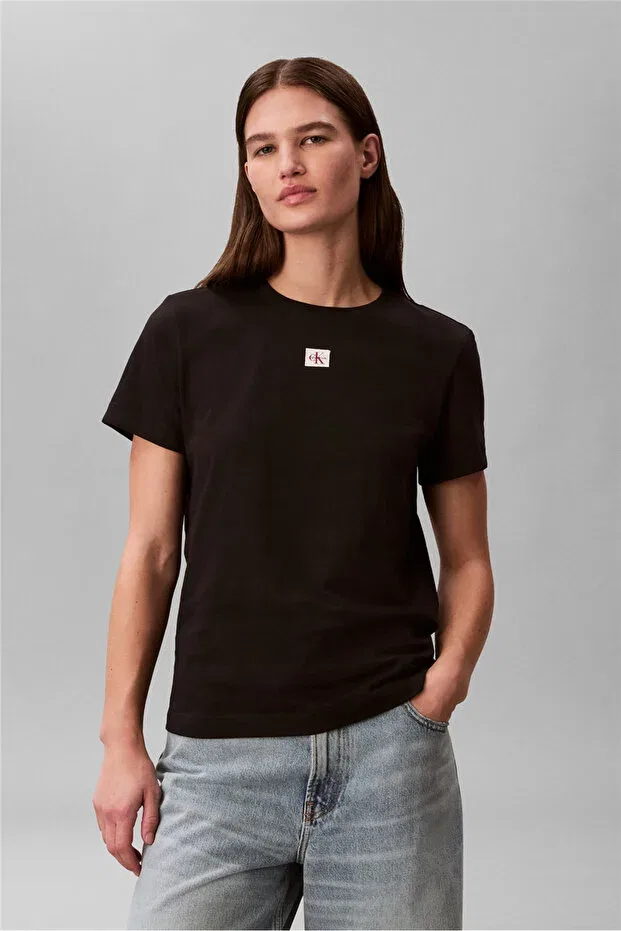 Женская футболка хлопковая с коротким рукавом Calvin Klein, Black — фото 2