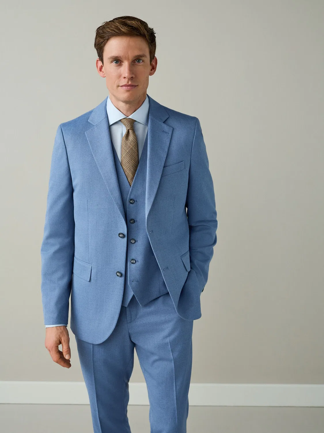 Пиджак текстурированный Slim Fit, Chambray Blue Next