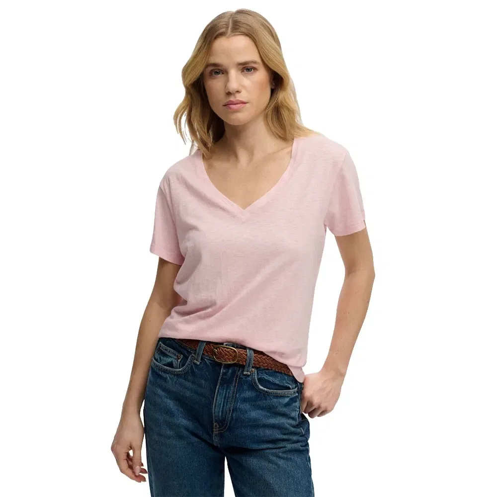 Футболка с коротким рукавом Superdry Studios Slub Embroidered Vee Superdry, розовый