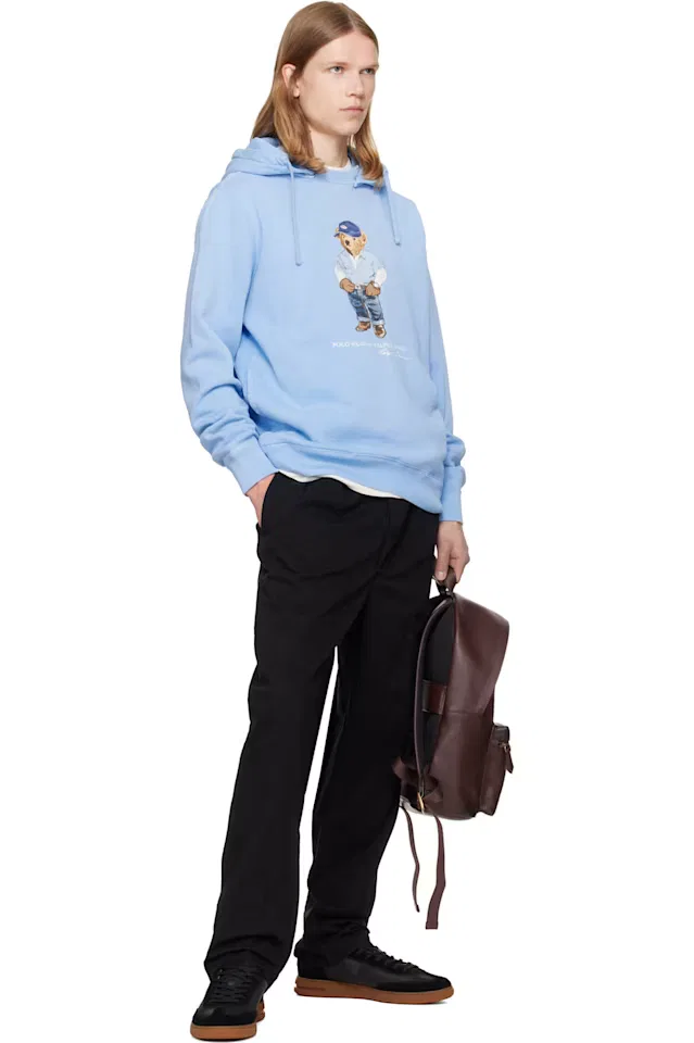 Толстовка с капюшоном из флиса с изображением медведя в синем цвете поло Polo Ralph Lauren — фото 4
