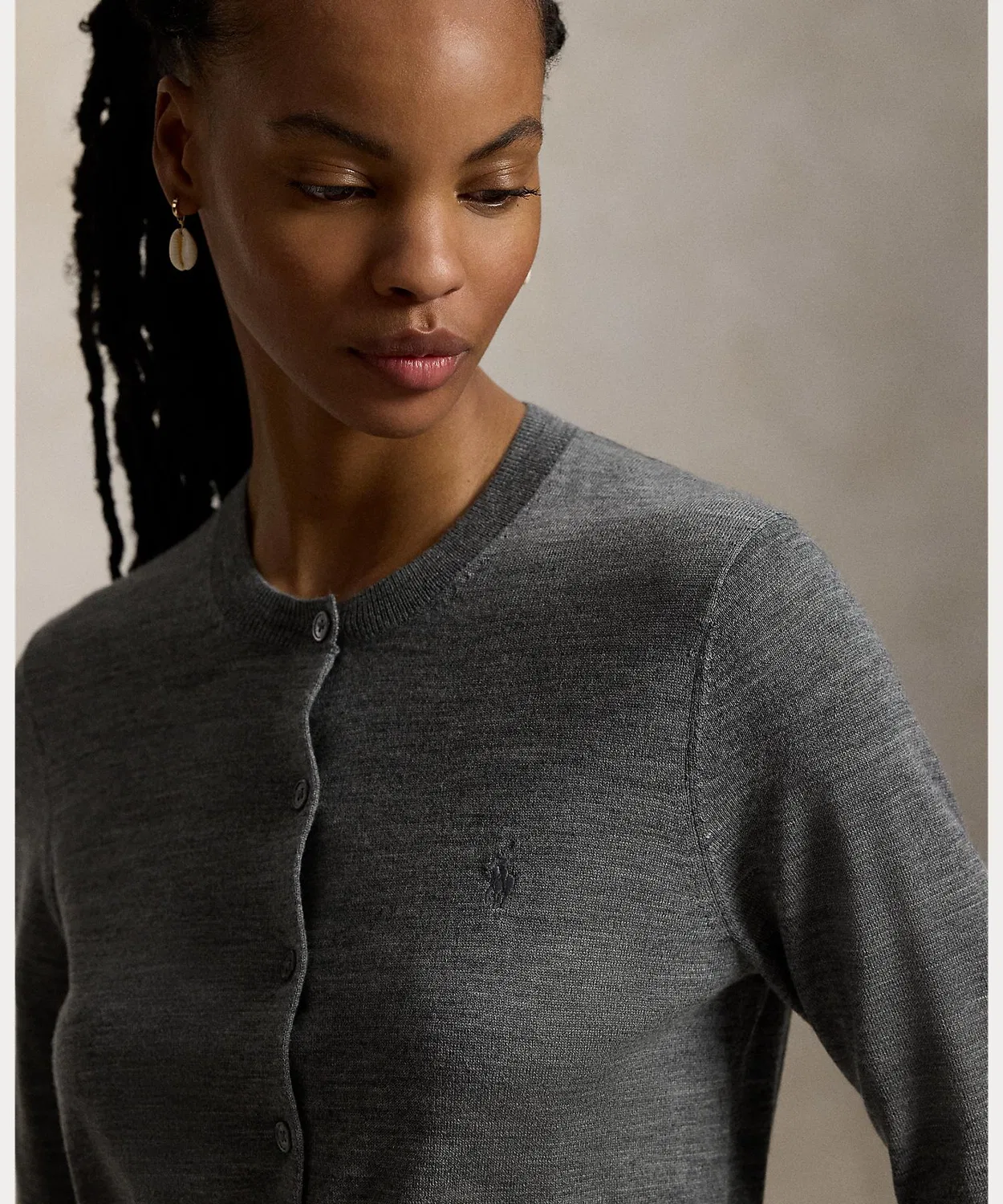 Женский кардиган из шерсти с длинным рукавомPOLO RALPH LAUREN, Серый — фото 3
