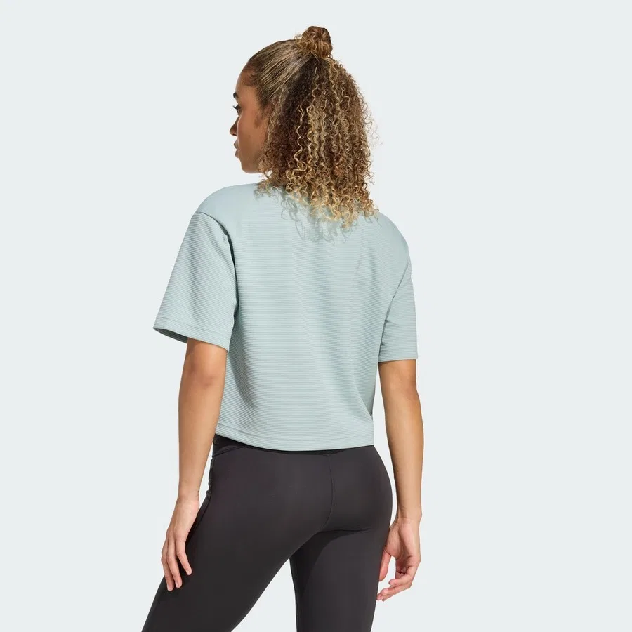Женская футболка для йоги с текстурой вафли Performance Yoga Motion Waffle Tee adidas, Светло-зеленый — фото 2