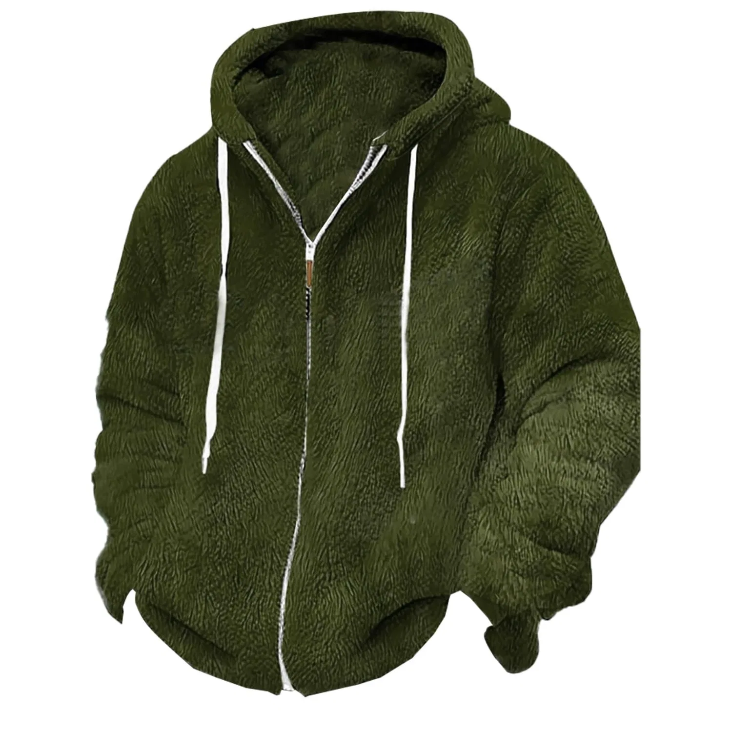 Мужское худи с флисом и капюшоном DENGJIAMY, Army Green — фото 3