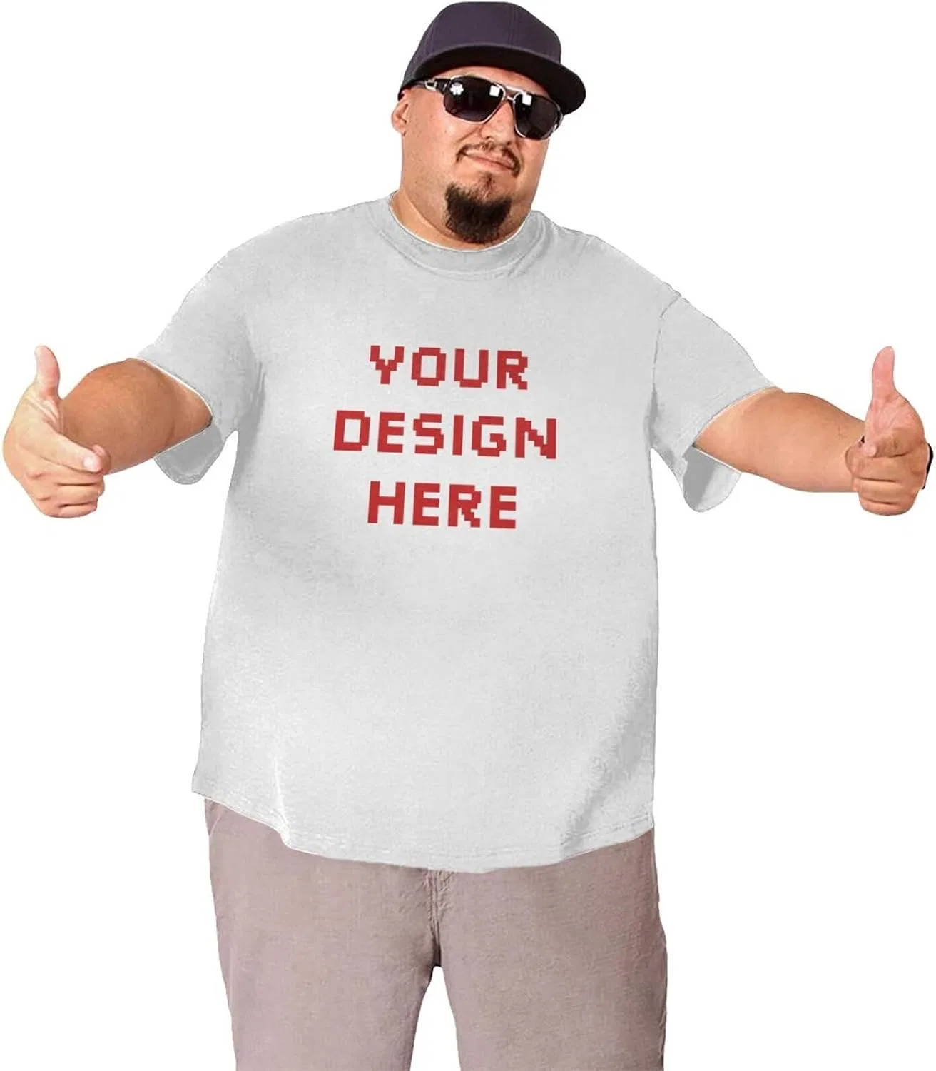Футболка с фотопринтом оверсайз Custom Big and Tall T Shirts for Men, White — фото 3
