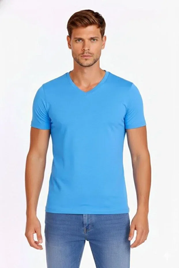 Мужская футболка с V-образным вырезом Vexor, Light Blue — фото 3