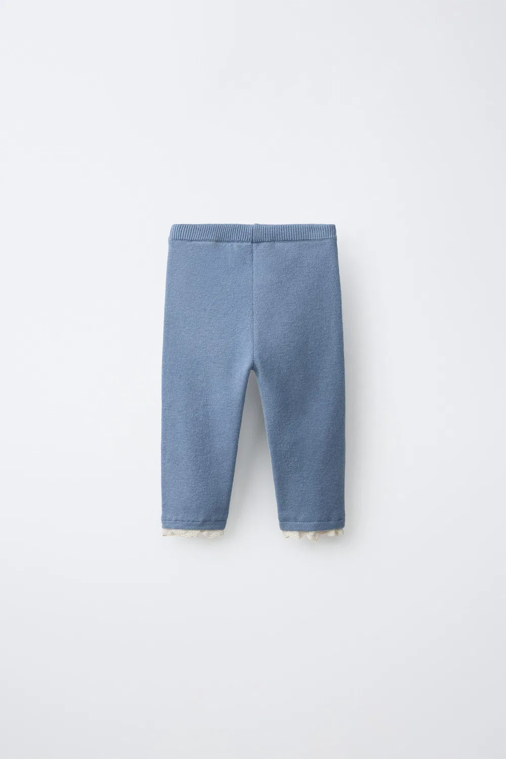 Вязаные леггинсы с кружевной отделкой ZARA, Light blue — фото 2