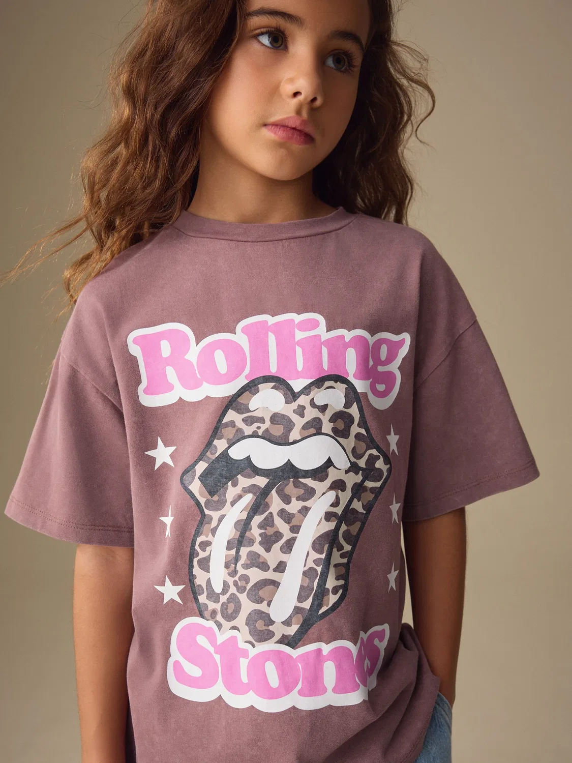 Футболка Rolling Stones с пайетками, оверсайз Next, Brown Animal