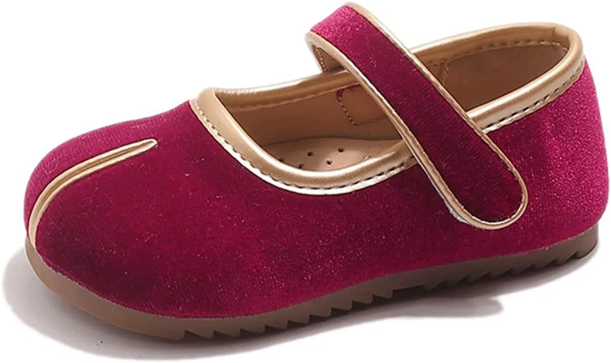 Детские балетки для девочек с золотой отделкой Tabi Flats RYLENDOR, Burgundy
