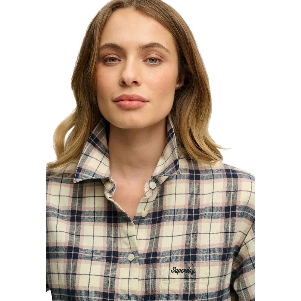 Женская фланелевая рубашка с длинным рукавом Superdry, Белая — фото 4
